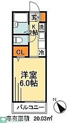 エステート龍 1Kの間取図画像