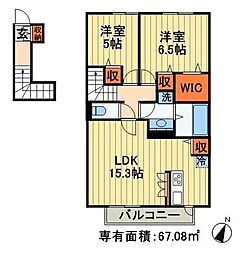 クレールK 2LDKの間取図画像