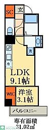 レ・ソール本八幡パラシオン 1LDKの間取図画像