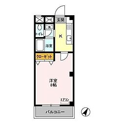 メゾンフローラ市川 1Kの間取図画像