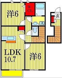 サンガーデン和泉　五番館 2階2LDKの間取り