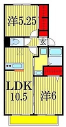 グレイス鷺沼台Ｂ 2階2LDKの間取り