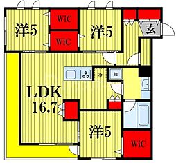 セラ　ルシャト船橋 3階3LDKの間取り