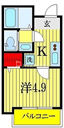 ＭＥＬＤＩＡ新検見川III 3階1Kの間取り