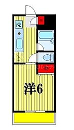 磯貝マンション 1階1Kの間取り