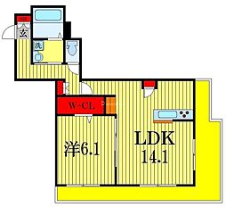 ボンジェニ 1LDKの間取図画像