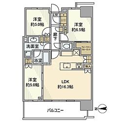 幕張ベイパークミッドスクエアタワー 3LDKの間取図画像