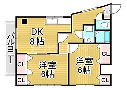アネックス鷺沼 2DKの間取図画像