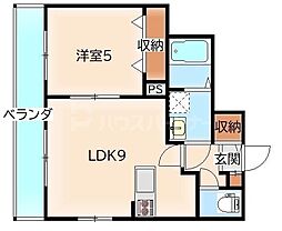 ボナール検見川 1LDKの間取図画像