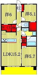 ザ・レジデンス津田沼奏の杜テラス 3LDKの間取図画像
