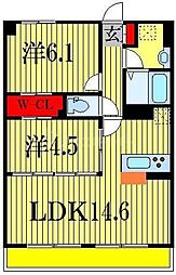 パルテール習志野 2LDKの間取図画像