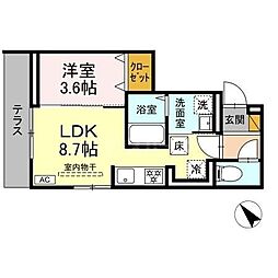 D-SOLACE幕張本郷2丁目 1LDKの間取図画像
