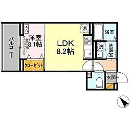D-SOLACE幕張本郷2丁目 1LDKの間取図画像