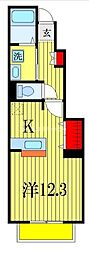 フリーデA・K2 1Kの間取図画像