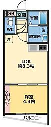 メゾン・ドゥ・アッシュ習志野 1LDKの間取図画像