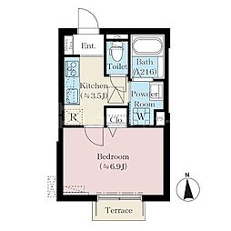 ひだまり 1Kの間取図画像