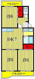 エアリーハイツ1st 3DKの間取図画像