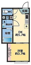 メゾン・ドゥ・アッシュ習志野 1DKの間取図画像