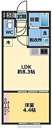 メゾン・ドゥ・アッシュ習志野 1LDKの間取図画像