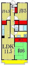 レインボーヒルズ21 3LDKの間取図画像