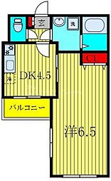 BelleAube大久保 1DKの間取図画像