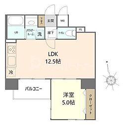 グリシーヌ 1LDKの間取図画像
