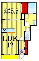 エクリューハイム 1LDKの間取図画像