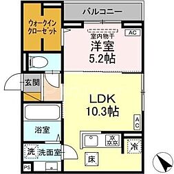 D-セアリス幕張I 1LDKの間取図画像