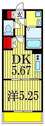 イーストゲート北習志野 1DKの間取図画像