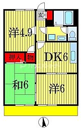 グレース田喜野井1番館 3DKの間取図画像