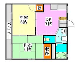 タウンコート七林 2DKの間取図画像