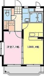 アミリアコート 1LDKの間取図画像
