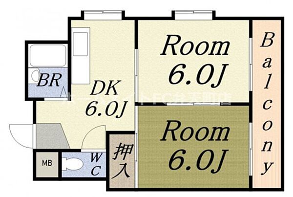 サンファミリー港晴 ｜大阪府大阪市港区港晴2丁目(賃貸マンション2DK・1階・35.00㎡)の写真 その2