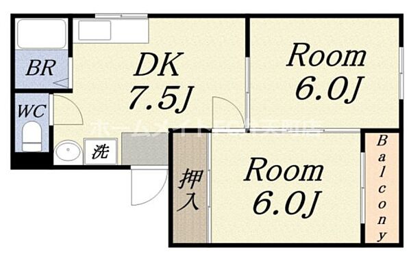 コーポ岩橋 ｜大阪府大阪市港区弁天3丁目(賃貸マンション2DK・3階・40.00㎡)の写真 その2