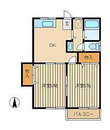 コーポ宮町 2DKの間取図画像