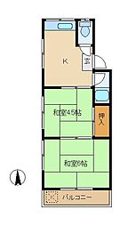 野島コーポ 2Kの間取図画像