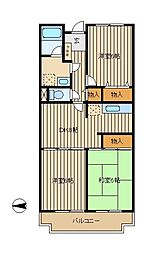 司第1マンション 3DKの間取図画像