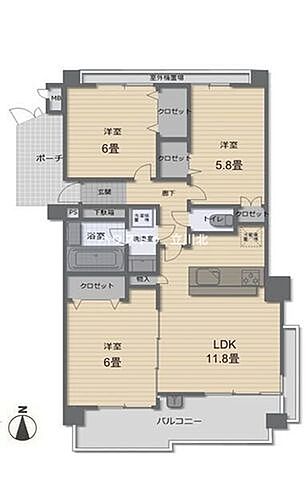間取り ドラゴンマンション多摩学園都市伍番館　807号室 8階/-
