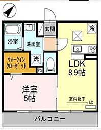 東武野田線 七里駅 徒歩8分の賃貸アパート 1階1LDKの間取り
