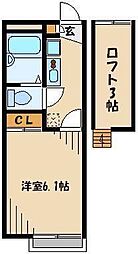 埼玉新都市交通 今羽駅 徒歩5分の賃貸アパート 2階1Kの間取り