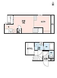 CB大宮カルム 1Kの間取図画像