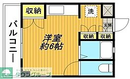 マンションさくら2 ワンルームの間取図画像