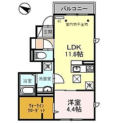 メゾンアイリスココア 1LDKの間取図画像