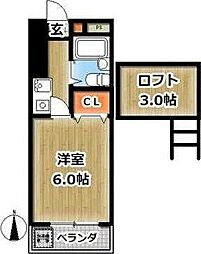 一刻館 1Kの間取図画像