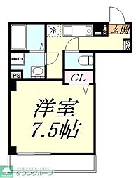エミネックス新中里A棟 1Kの間取図画像