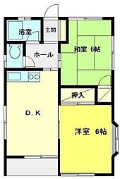 メルシー神山 2DKの間取図画像