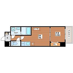メルベージュ姫島 1DKの間取図画像