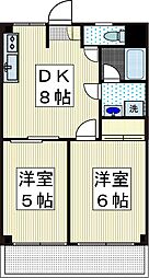 オーチャード登戸 2DKの間取図画像