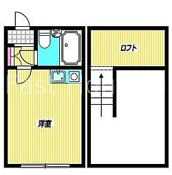 東京メトロ丸ノ内線 東高円寺駅 徒歩12分の賃貸アパート 2階ワンルームの間取り