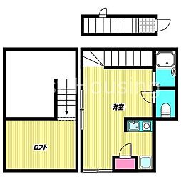 西武新宿線 上井草駅 徒歩18分の賃貸アパート 2階ワンルームの間取り
